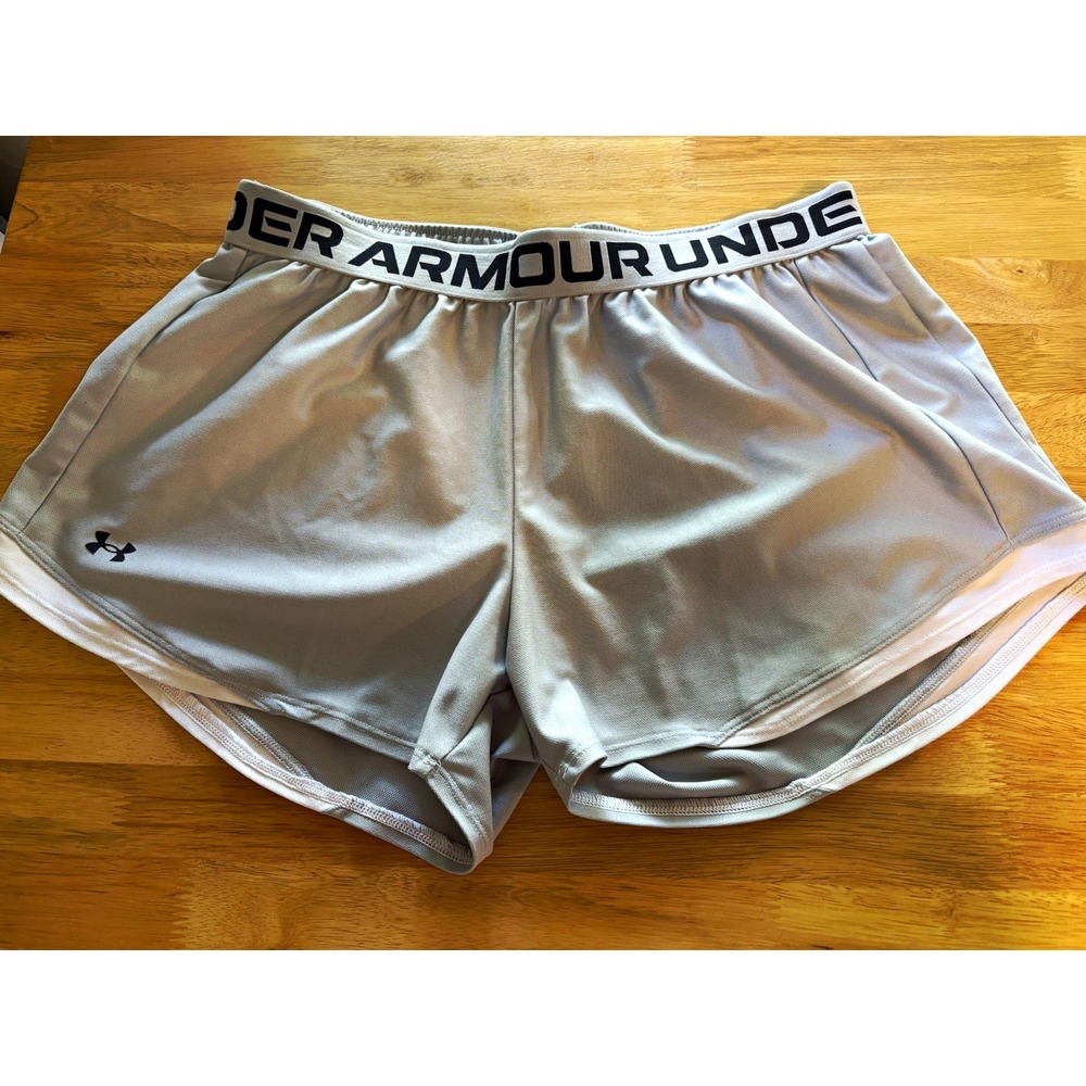 Under Armour HeatGear Running Shorts Womens Large Gray Athletic Training Gym